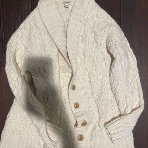 L.L. Bean White Cable Knit Sweater